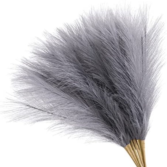 Grey Faux Pampas Grass Home Decor 17 inches - Picture 3 of 3